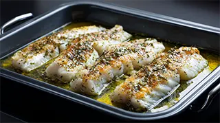 photo of broiled perch with butter