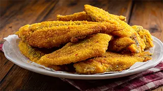 photo of john's panfish deep fried in peanut oil with a cornmeal coating