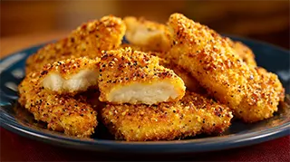 photo of mustard batter bass fillets with seasoned coating mix